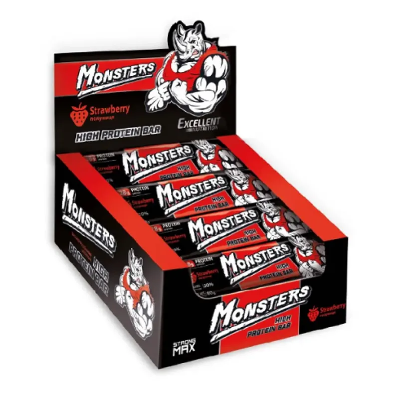 Monsters Strong Max, 20 × 80 г, Полуниця