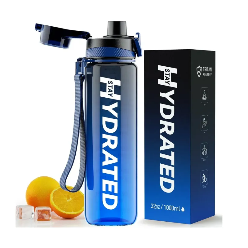 Brave U Hydrated Water Bottle, 1 л, синьо-сірий, тритан