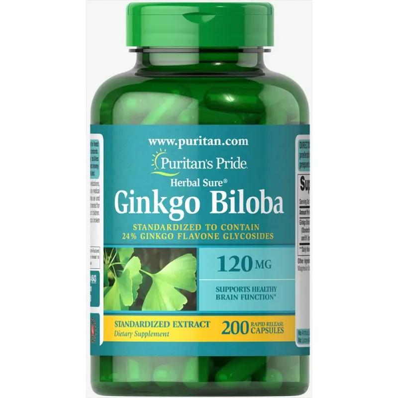 Puritans Pride Ginkgo Biloba Standardized Extract 120 мг, 200 капс.