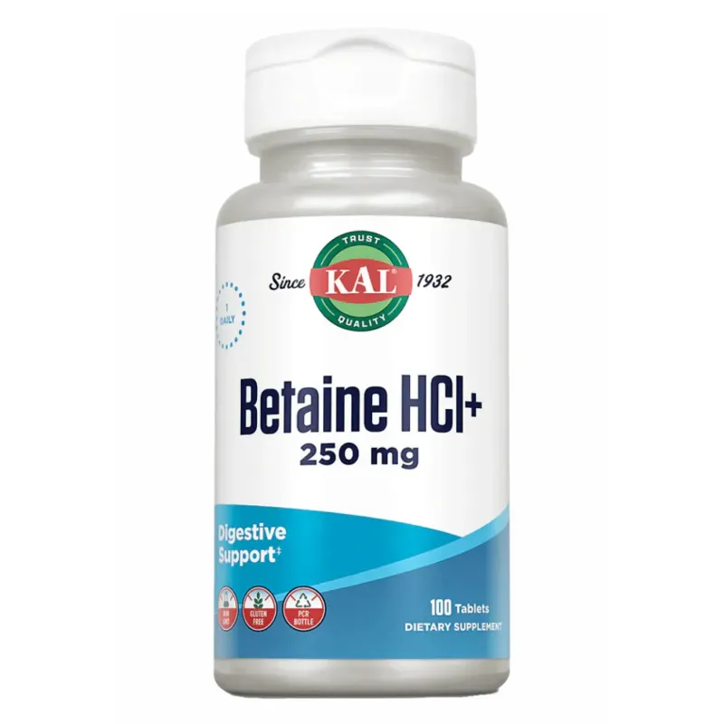 KAL Betaine HCl Plus 250 мг, 100 табл.