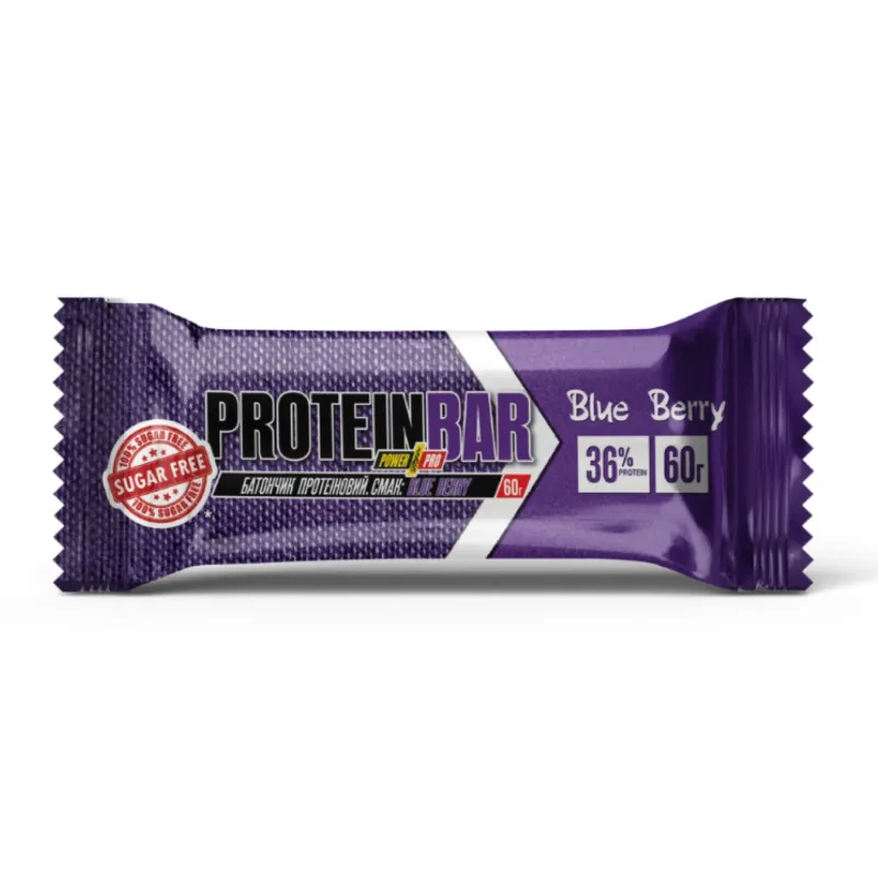 Power Pro 36% Sugar Free, 20 × 60 г, Чорниця