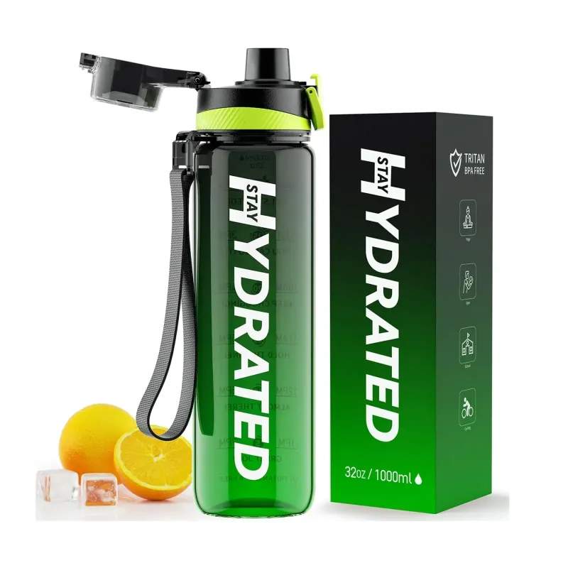 Brave U Hydrated Water Bottle, 1 л, зелено-чорний, тритан