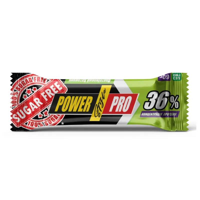 Power Pro Protein Bar 36%, 20 × 60 г, Горіхи, без цукру