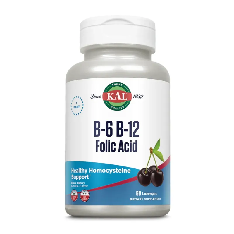 KAL B-6 B-12 Folic Acid, 60 табл., Чорна вишня