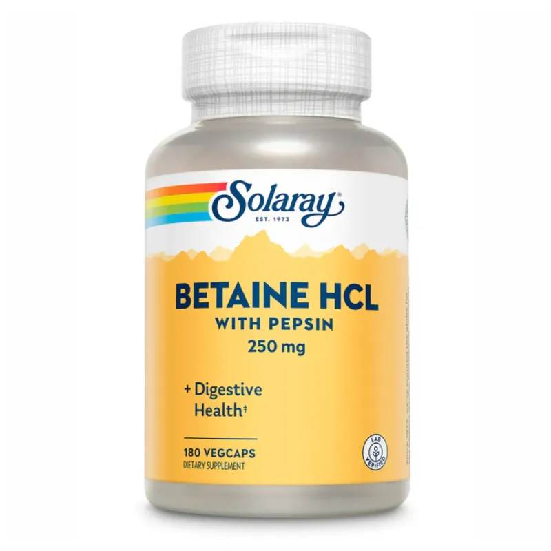 Solaray Betaine HCl 250 мг, 180 вег. капс.