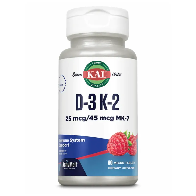 KAL D3 & K2 25 мкг, 60 табл., Малина