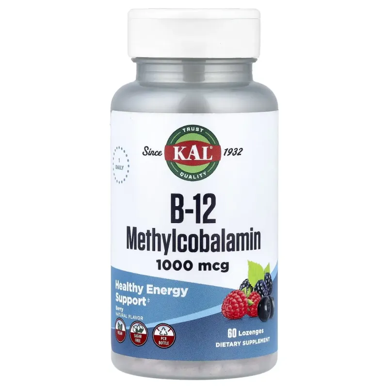 KAL B12 Methylcobalamin 1000 мкг, 60 пастилок, Ягоди