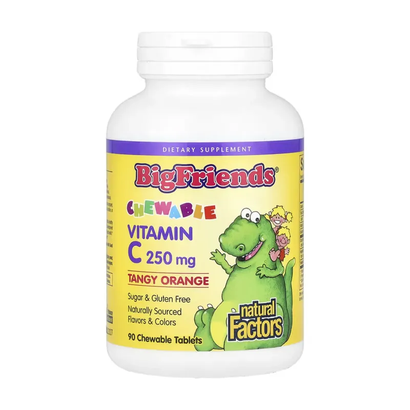 Natural Factors BigFriends Vitamin C 250 мг, 90 табл., Апельсин