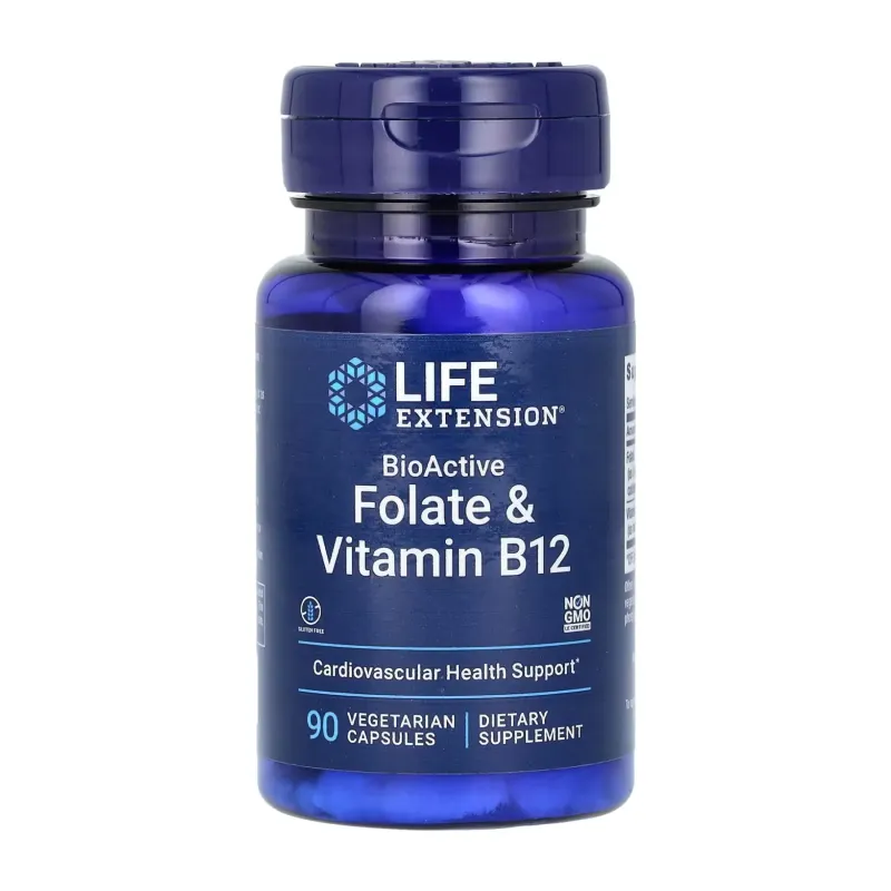 Life Extension BioActive Folate & Vitamin B12, 90 вег. капс.