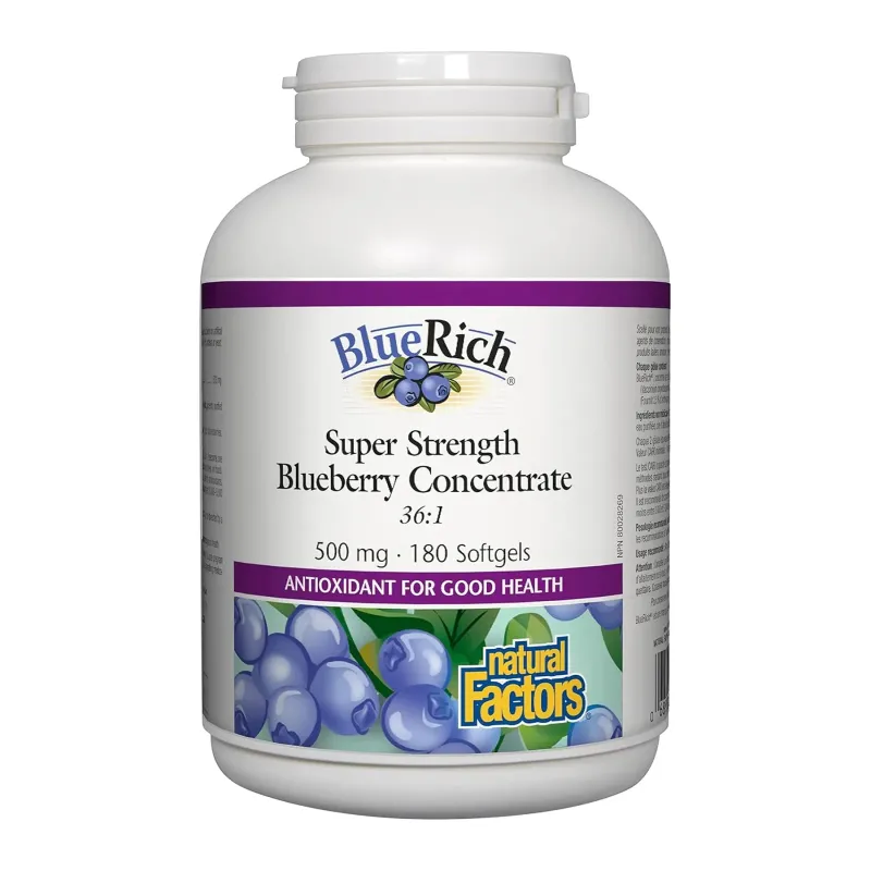 Natural Factors BlueRich 500 мг, 180 гел. капс.