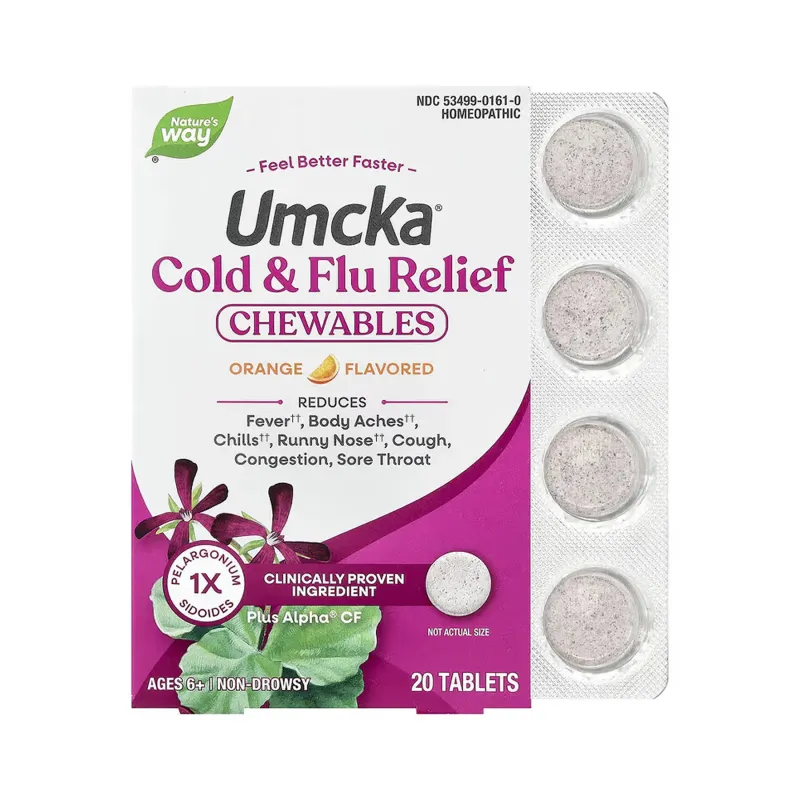 Nature's Way Cold + Flu Relief, 20 табл., Апельсин