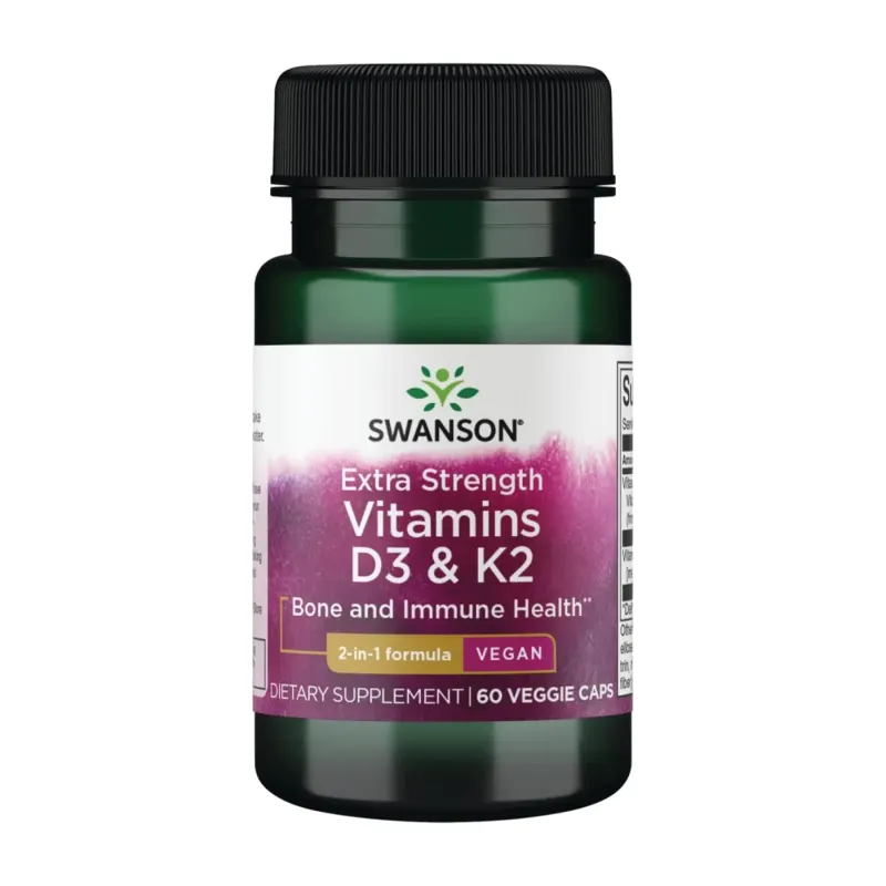 Swanson Extra Strength D3 & K2 5000 МО & 100 мкг, 60 вег. капс.