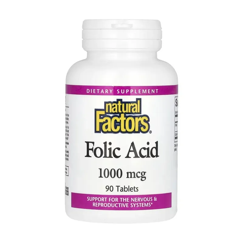 Natural Factors Folic Acid 1 мг, 90 табл.