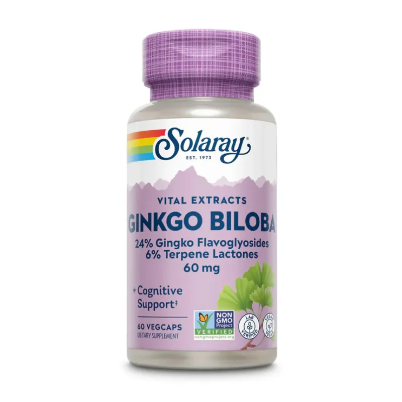 Solaray Ginkgo Biloba Leaf Extract 60 мг, 60 вег. капс.