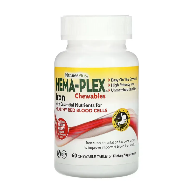 Nature's Plus Hema-Plex, 60 жув. табл.
