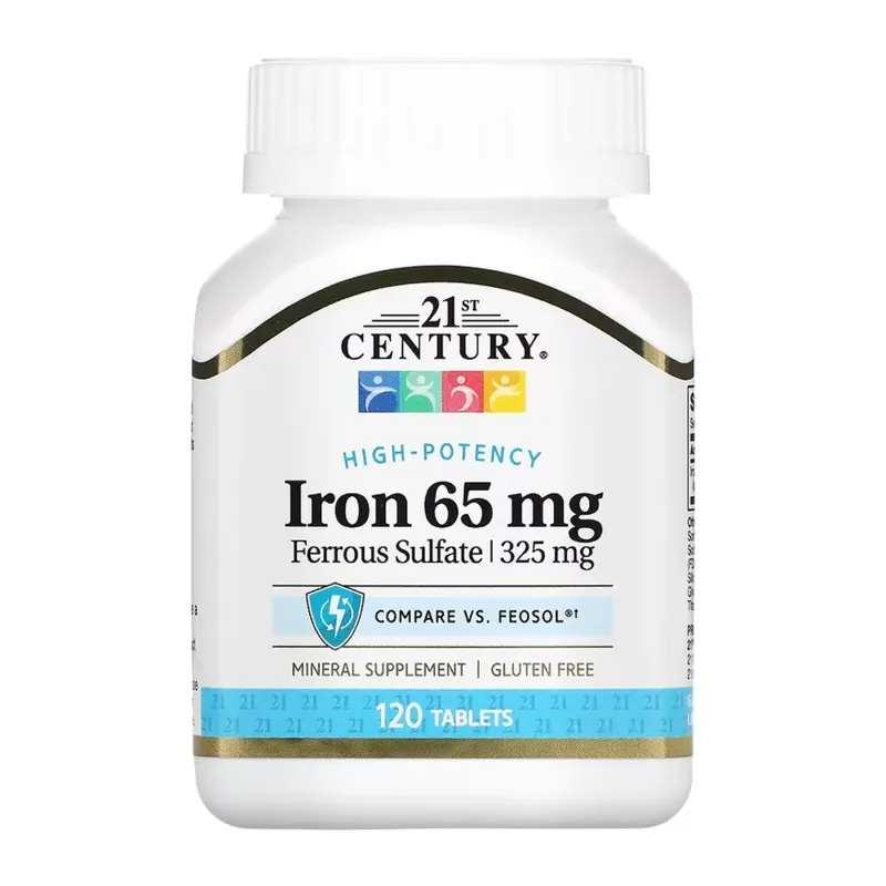 21st Century Iron 65 мг Ferrous Sulfate 325 мг, 120 табл.
