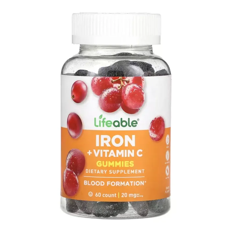 Lifeable Iron + Vitamin C Adult, 60 жув. цукерок