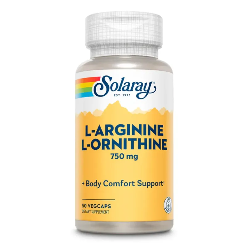 Solaray L-Arginine L-Ornithine 750 мг, 50 вег. капс.