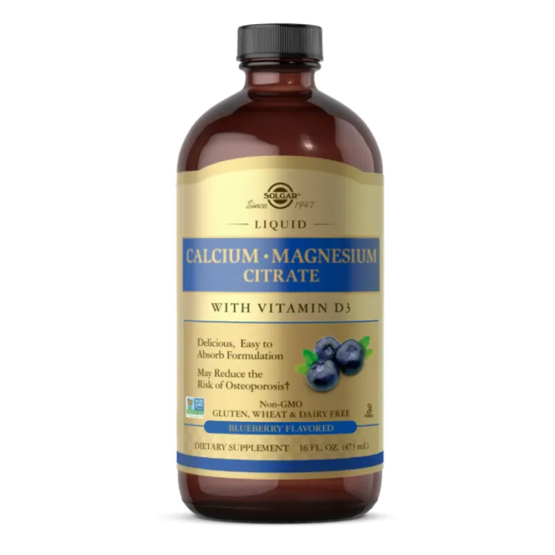 Solgar Liquid Calcium Magnesium Citrate with Vitamin D3, 473 мл, Натуральна чорниця