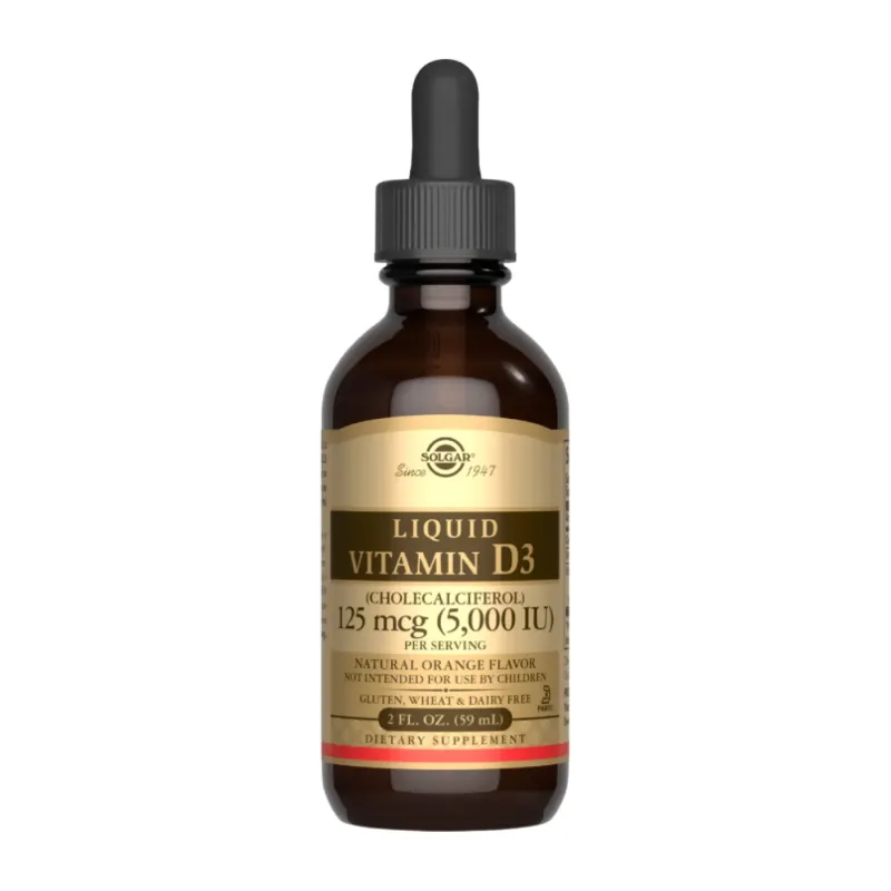 Solgar Liquid Vitamin D3 (Cholecalciferol) 125 мкг (5000 МО), 59 мл, Натуральний апельсин
