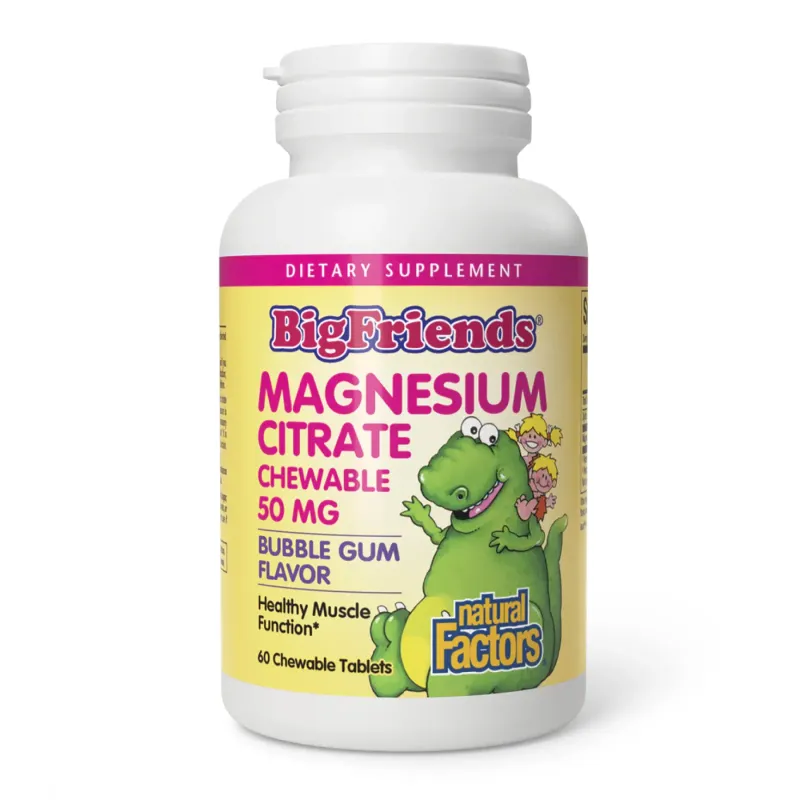 Natural Factors Magnesium Citrate 50 мг, 60 табл., Жувальна гумка
