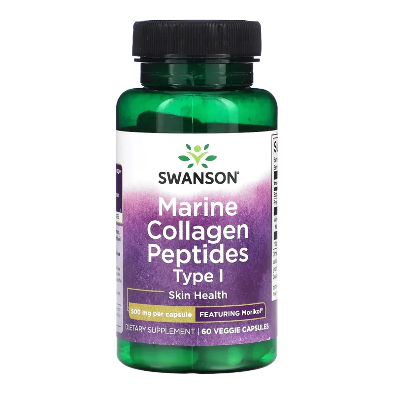 Swanson Marine Collagen Peptides Type I Featuring Morikol 500 мг, 60 вег. капс.