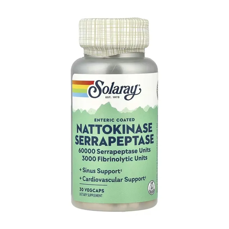 Solaray Nattokinase & Serrapeptase, 30 вег. капс.