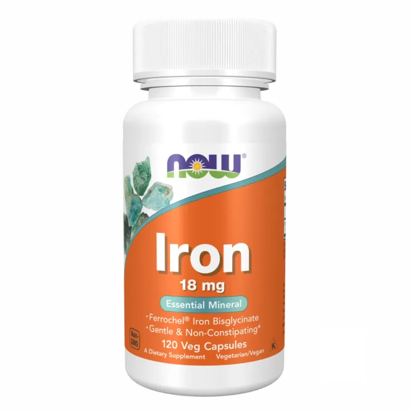 NOW Foods Iron 18 мг Ferrochel, 120 вег. капс.