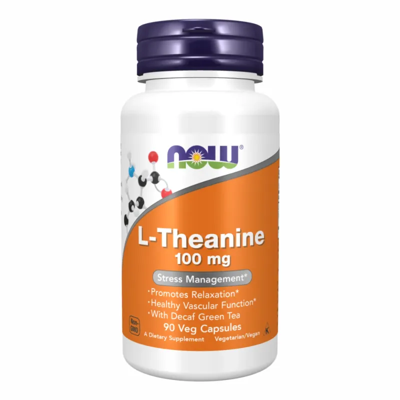 NOW Foods L-Theanine 100 мг, 90 вег. капс.