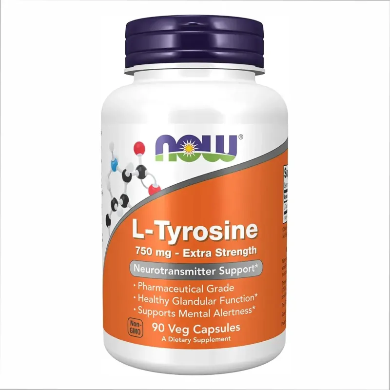 NOW Foods L-Tyrosine 750 мг, 90 вег. капс.