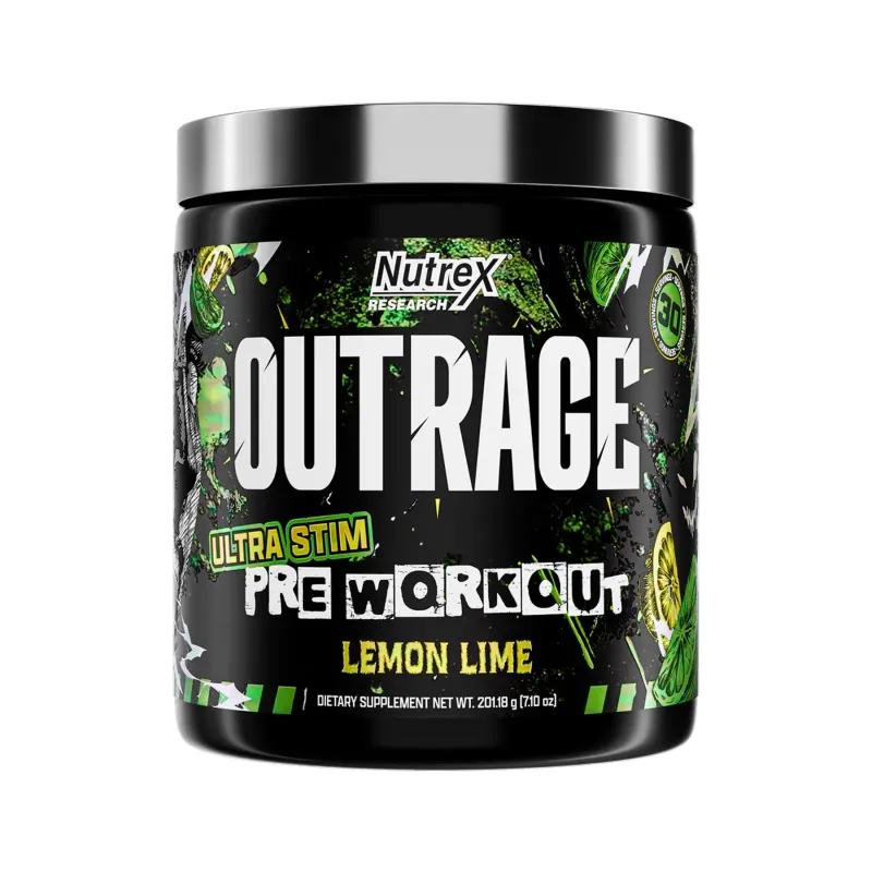 Nutrex Outrage High‑Stim Pre‑Workout, 30 порцій, Лимон-лайм