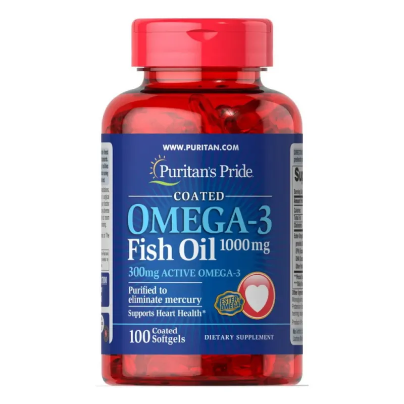 Puritans Pride Omega-3 Fish Oil 1000 мг (300 мг Active Omega-3), 100 гел. капс.