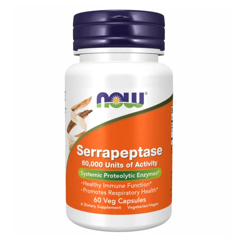 NOW Foods Serrapeptase 60,000 Units, 60 вег. капс.
