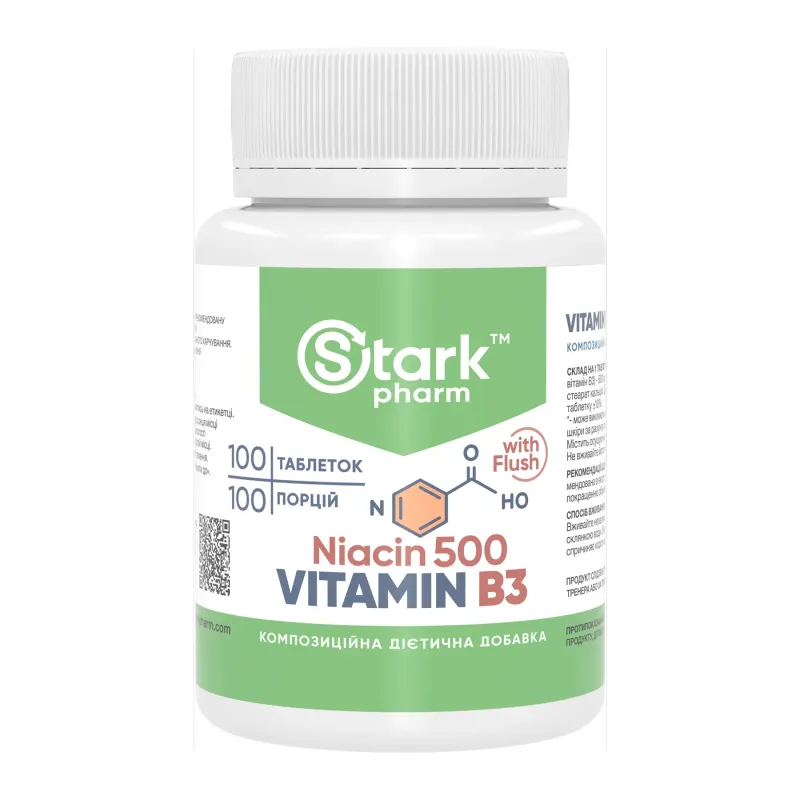 Stark Pharm Niacin Vitamin B3 with Flush 500 мг, 100 табл.