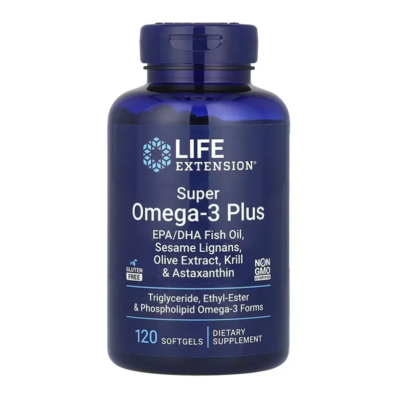 Life Extension Super Omega-3 Plus EPA/DHA Fish Oil, Sesame Lignans, Olive Extract, Krill & Astaxanthin, 120 гел. капс.