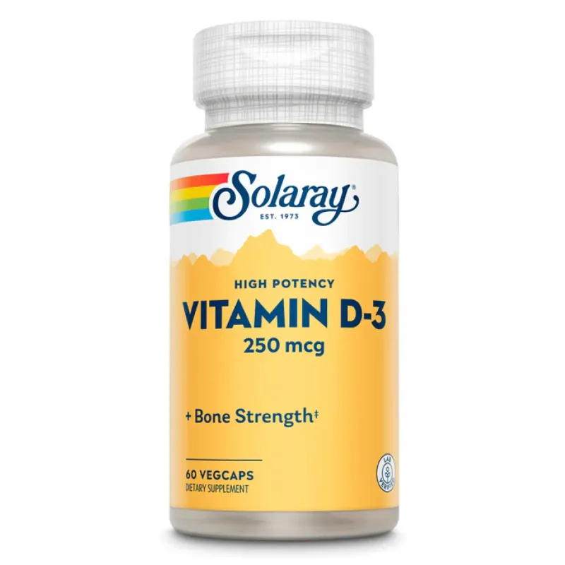 Solaray Super Strength Vitamin D-3 250 мкг, 60 вег. капс.