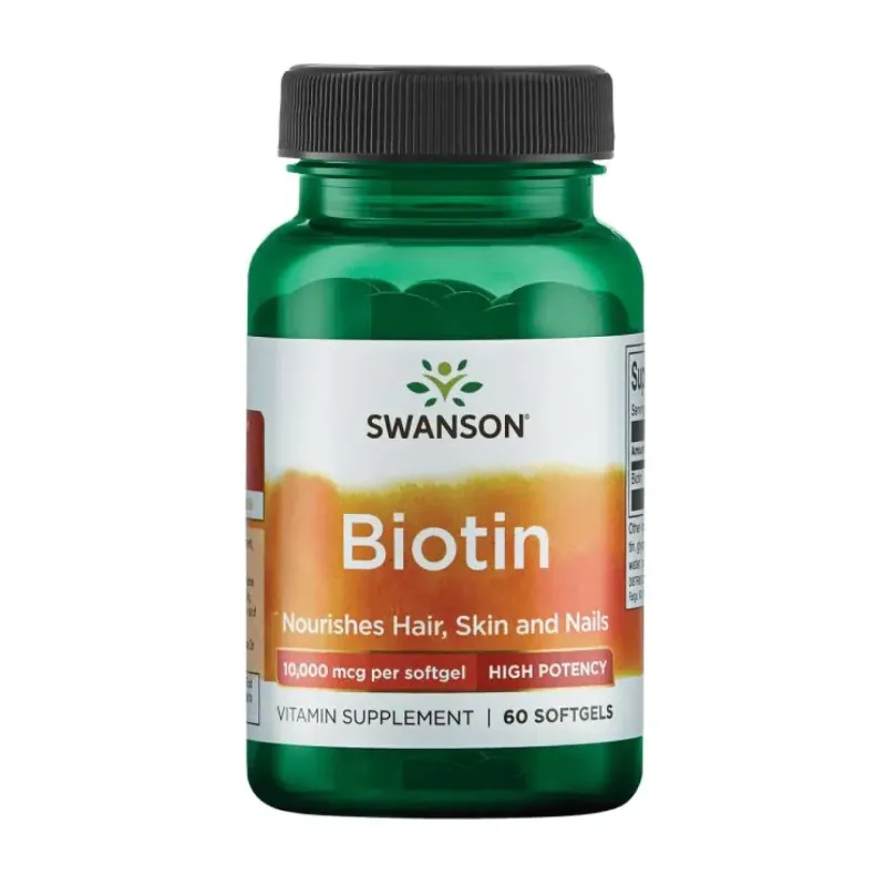 Swanson Biotin High Potency 10000 мкг, 60 гел. капс.