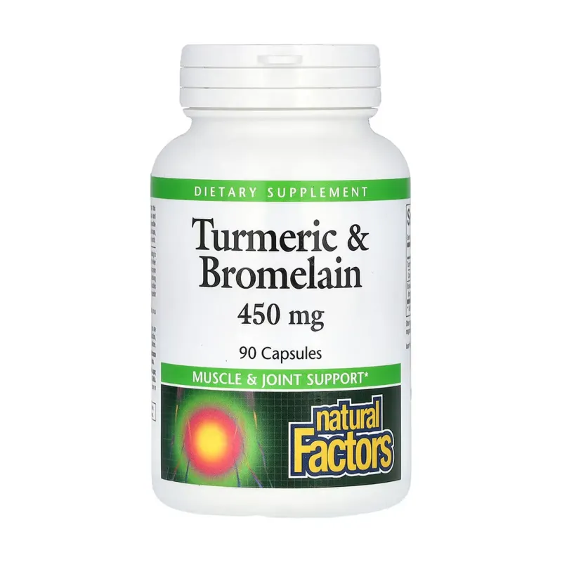 Natural Factors Turmeric & Bromelain 450 мг, 90 капс.