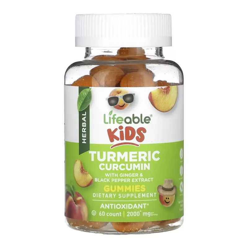 Lifeable Turmeric Curcumin with Ginger & Black Pepper Extract Kids, 60 жув. цукерок