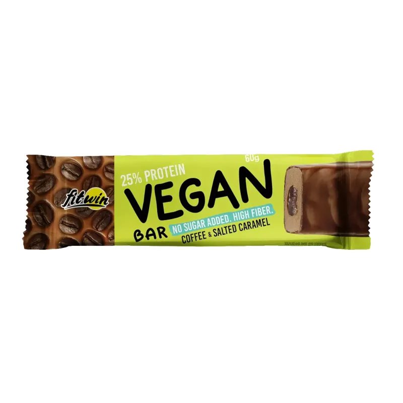 FitWin Vegan Bar, 12 × 60 г, Кава із солоною карамеллю