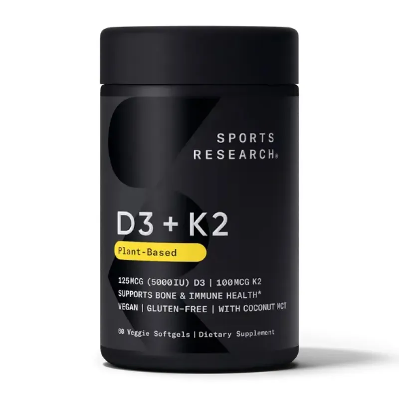 Sports Research Vegan D3 5000 МО + Vitamin K2 100 мкг, 60 гел. капс.