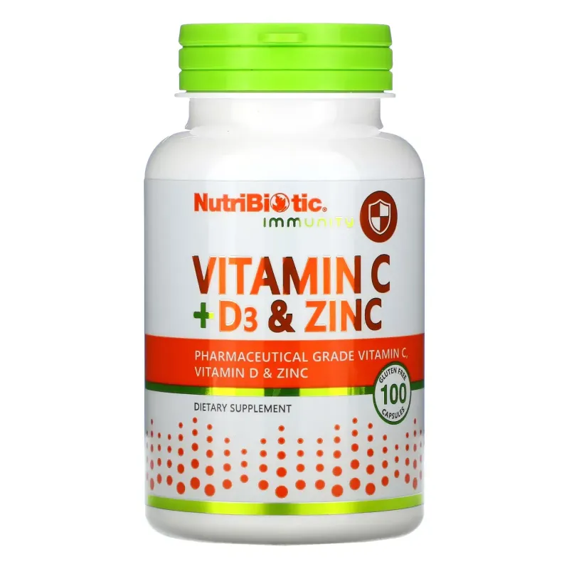 Nutribiotic Vitamin C + D3 & Zinc, 100 капс.