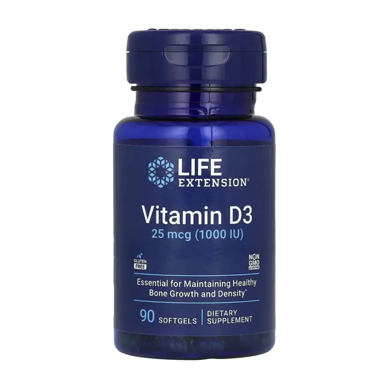 Life Extension Vitamin D3 25 мкг (1000 МО), 90 гел. капс.