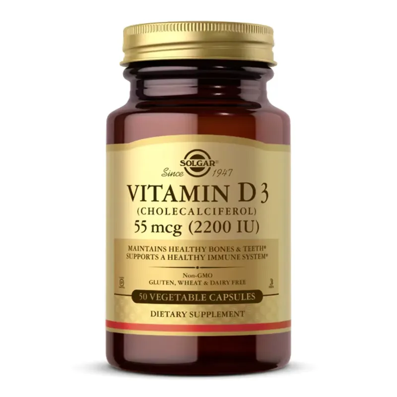 Solgar Vitamin D3 (Cholecalciferol) 55 мкг (2200 МО), 50 вег. капс.