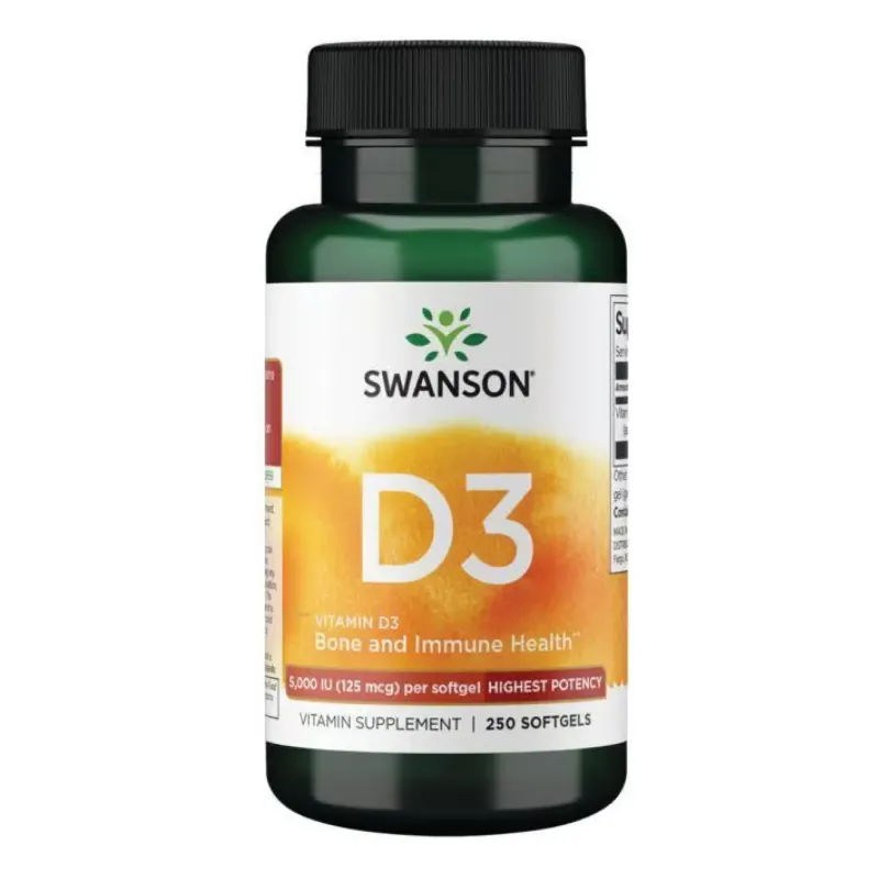 Swanson Vitamin D3 Highest Potency 5000 МО (125 мкг), 250 гел. капс.