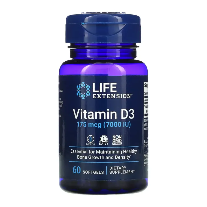 Life Extension Vitamin D3 175 мкг (7000 МО), 60 гел. капс.
