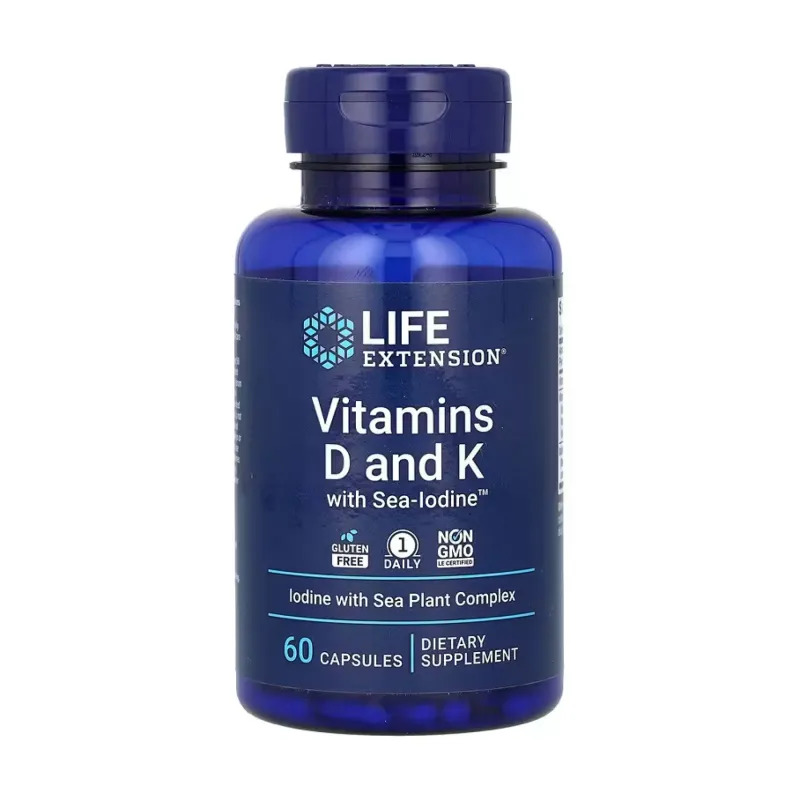 Life Extension Vitamins D and K with Sea-Iodine™, 60 капс.
