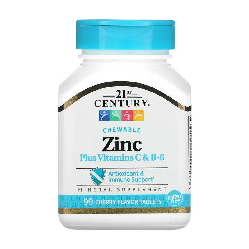 21st Century Zinc Plus Vitamins C & B-6, 90 табл., Вишня