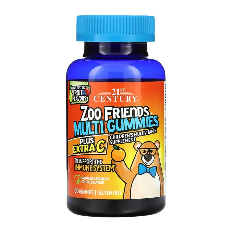 21st Century Zoo Friends Multi Gummies Plus Extra C, 60 жув. цукерок