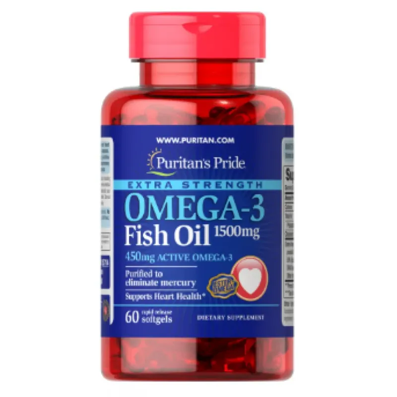 Puritans Pride Omega-3 Fish Oil Extra Strength 1500 мг (450 мг Active Omega-3), 60 гел. капс.